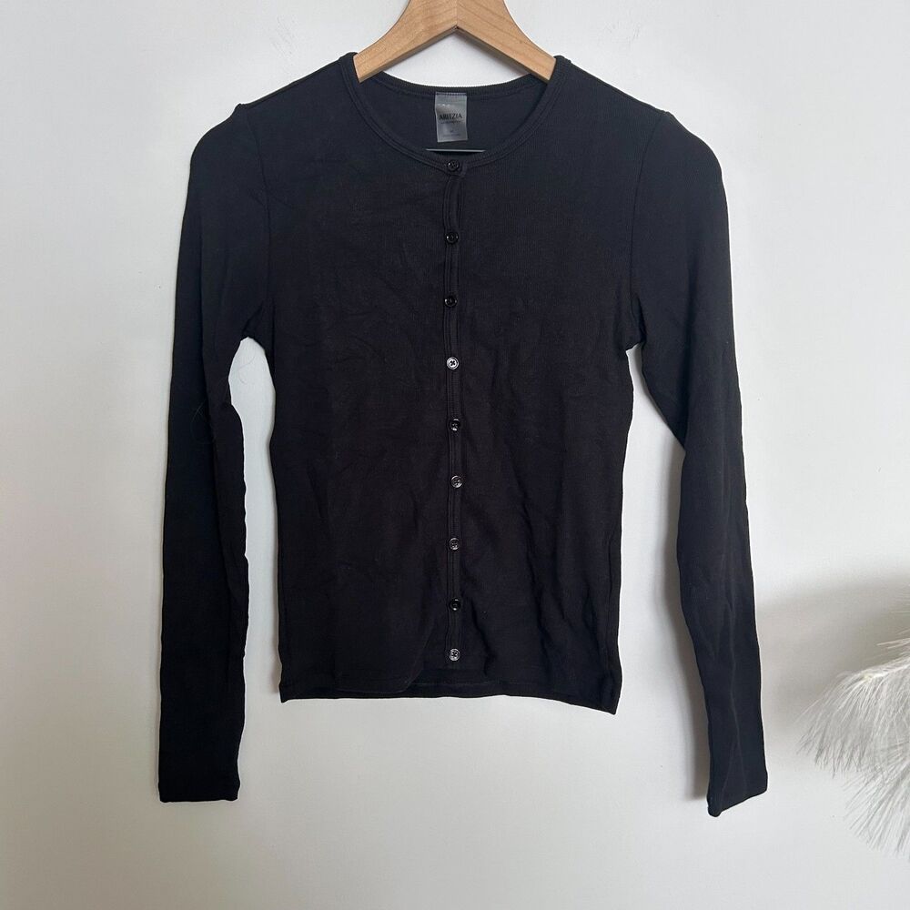 Aritzia HomeStretch Rib Syncopation Long Sleeve Top Black Size M